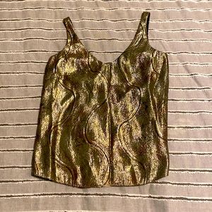 Gold paisley v neck top